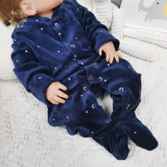 Sustainable baby velour romper organic bamboo newborn sleepers eco friendly infant velour sleepsuit