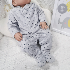 Sustainable baby velour romper organic bamboo newborn sleepers eco friendly infant velour sleepsuit