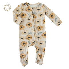 Organic bamboo zipper footie onesie sustainable baby rompers wholesale eco friendly baby clothes romper
