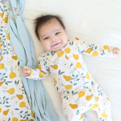 Organic bamboo zipper footie onesie sustainable baby rompers wholesale eco friendly baby clothes romper