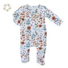 Organic bamboo zipper footie onesie sustainable baby rompers wholesale eco friendly baby clothes romper