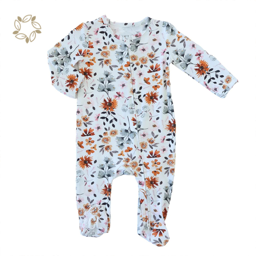 Organic bamboo zipper footie onesie sustainable baby rompers wholesale eco friendly baby clothes romper