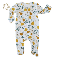 Organic bamboo zipper footie onesie sustainable baby rompers wholesale eco friendly baby clothes romper