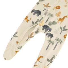 Infant clothes eco-friendly baby rompers custom print baby romper organic cotton baby sleepsuit two way zip sleepsuit
