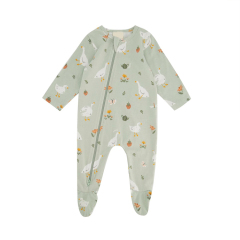 Infant clothes eco-friendly baby rompers custom print baby romper organic cotton baby sleepsuit two way zip sleepsuit