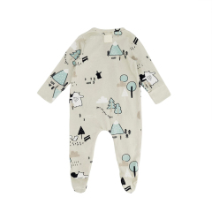 Organic cotton newborn zip romper Long Sleeve baby footie toddler girl clothes baby romper eco-friendly newborn sleepsuit