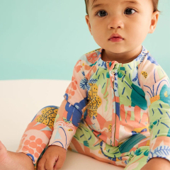Long Sleeve sleepsuit baby zip up footed sleeper custom print baby romper organic cotton zipper footie