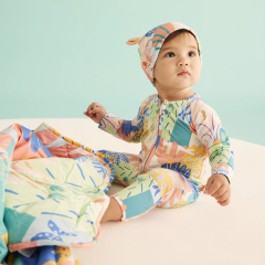 Long Sleeve sleepsuit baby zip up footed sleeper custom print baby romper organic cotton zipper footie