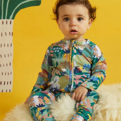 eco-friendly baby sleepsuit two way zipper onesie organic cotton zipper footie Infant clothes Custom print baby romper