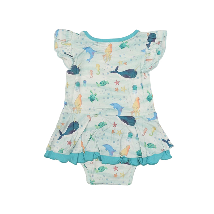 Ruffled Cap-Sleeve Twirl Skirt Bodysuit infant bubble romper newborn girl bodysuit bamboo baby Twirling Dress