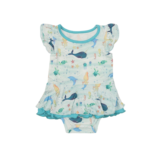 Ruffled Cap-Sleeve Twirl Skirt Bodysuit infant bubble romper newborn girl bodysuit bamboo baby Twirling Dress