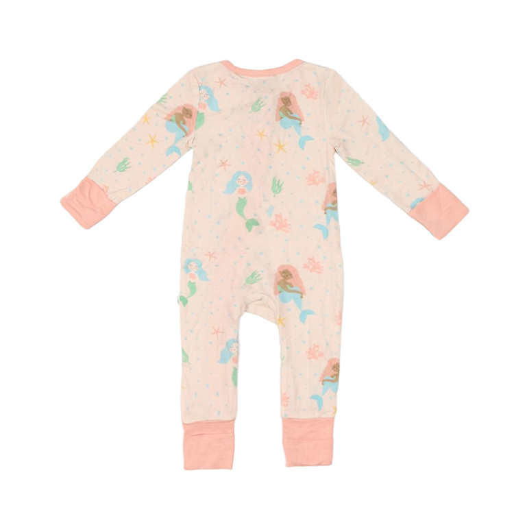 Bamboo baby footie toddler rompers girls one piece ruffles romper baby rompers two way zipper bamboo infant clothes