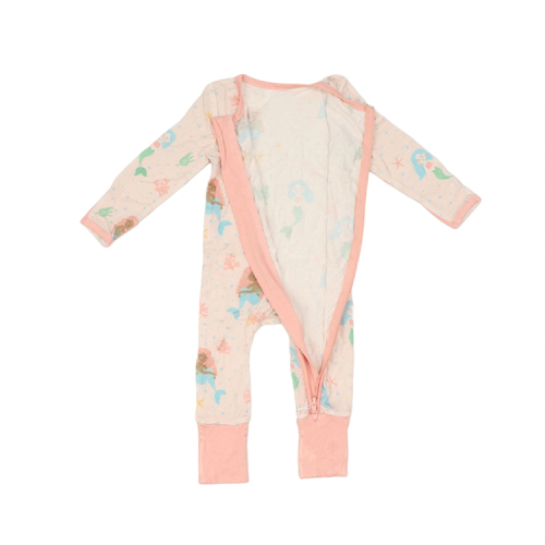 Bamboo baby footie toddler rompers girls one piece ruffles romper baby rompers two way zipper bamboo infant clothes