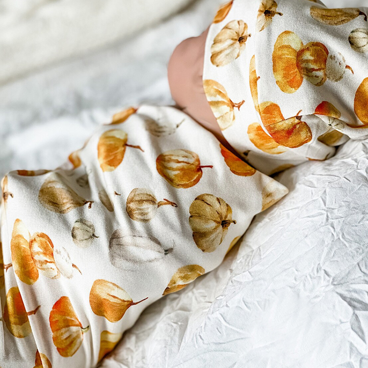 Baby swaddle blanket wrap and hat Eco Swaddle and Beanie Set Summer thin quilt blanket Organic cotton swaddle towel