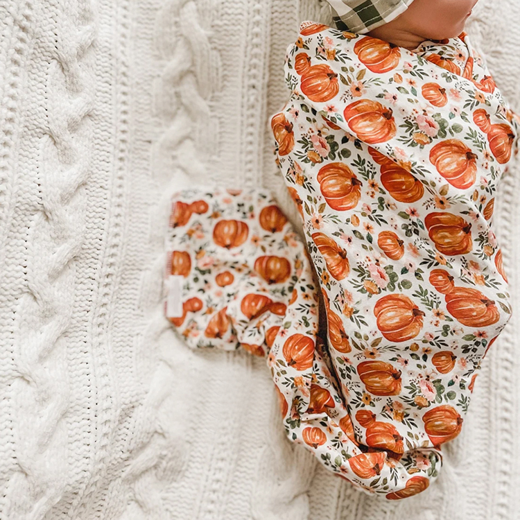 Baby swaddle blanket wrap and hat Eco Swaddle and Beanie Set Summer thin quilt blanket Organic cotton swaddle towel