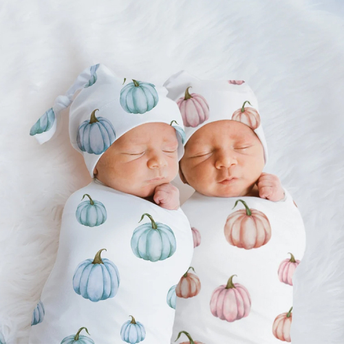 Baby Bedding Blanket Personalized Stretchy Knit Swaddle Hat Set Baby organic cotton baby swaddle