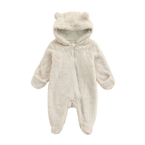 baby Fleece Romper organic cotton zipper footie Infant clothes baby long sleeve winter romper Hooded Footie Romper with Zipper