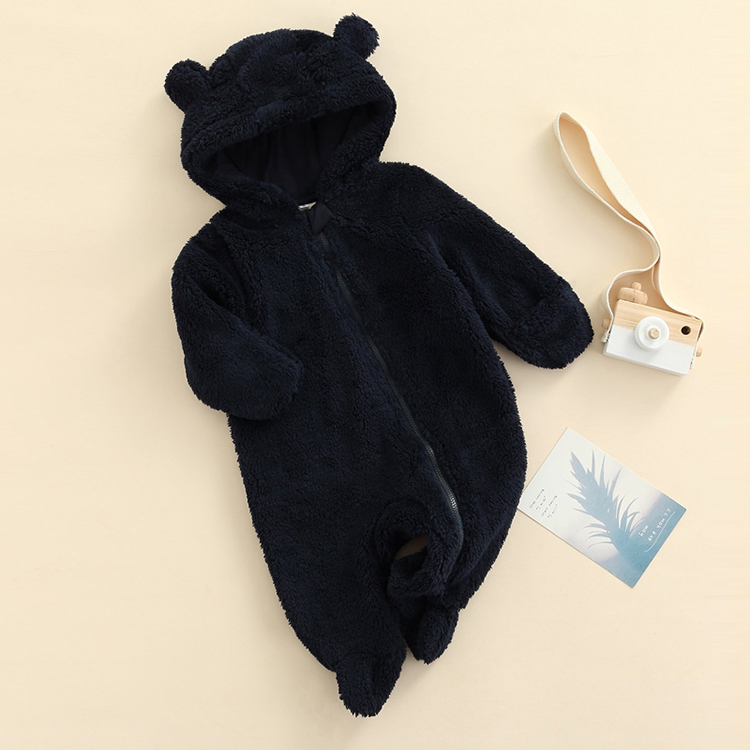 Hooded Footie Romper with Zipper eco-friendly two way zip sleepsuit organic cotton Children jumpsuits