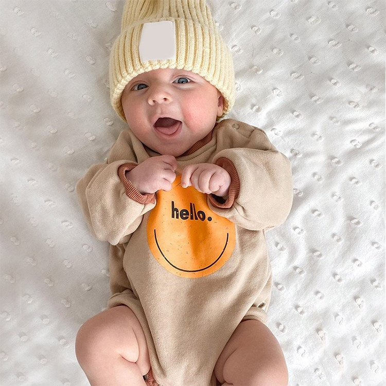 baby long sleeve onesie organic cotton newborn romper jumpsuit custom print baby romper Infant clothes