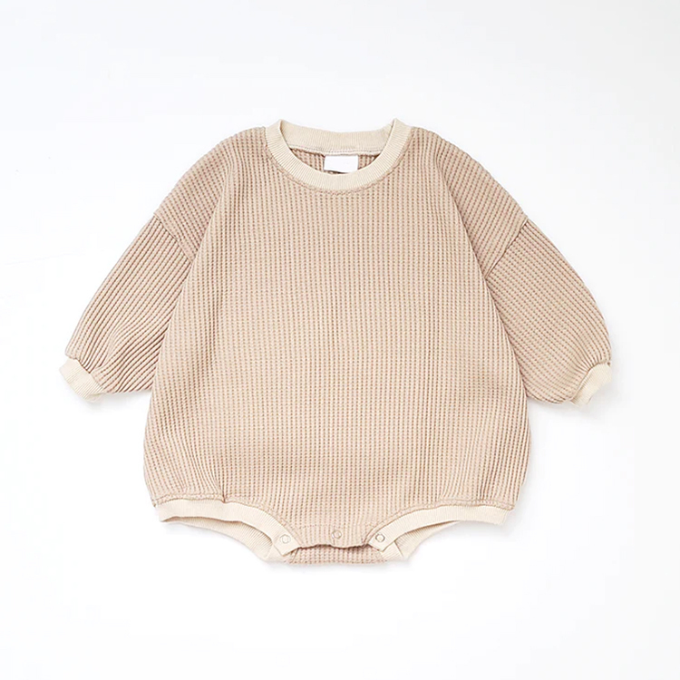 Baby Waffle Sweatshirt Romper organic cotton newborn jumpsuit Custom print baby onesie Infant clothes