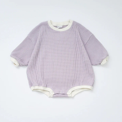 Baby Waffle Sweatshirt Romper organic cotton newborn jumpsuit Custom print baby onesie Infant clothes