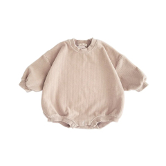 Baby Waffle Sweatshirt Romper organic cotton newborn jumpsuit Custom print baby onesie Infant clothes