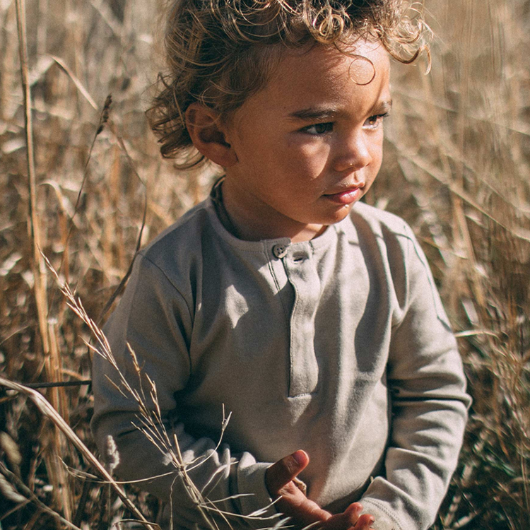 Long sleeve tee organic children t shirts eco-friendly kids Henry shirt Organic cotton kids t shirts