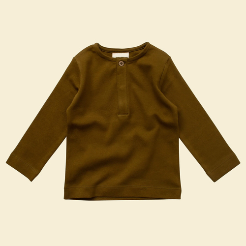 Organic cotton kids Henry shirt eco-friendly tshirts for kids sustainable Long sleeve tee long-sleeve top custom Tshirts