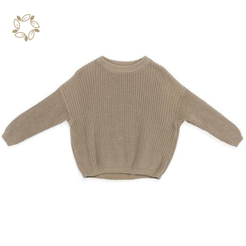 Sustainable Baby Solid Color Loose Sweater organic cotton baby rib knit jumper eco friendly chunky knits sweater