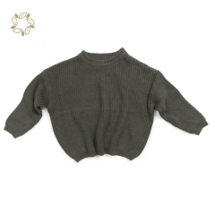 Sustainable Baby Solid Color Loose Sweater organic cotton baby rib knit jumper eco friendly chunky knits sweater