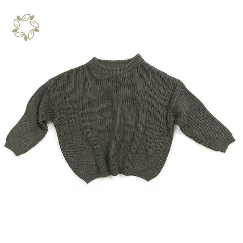 Sustainable Baby Solid Color Loose Sweater organic cotton baby rib knit jumper eco friendly chunky knits sweater