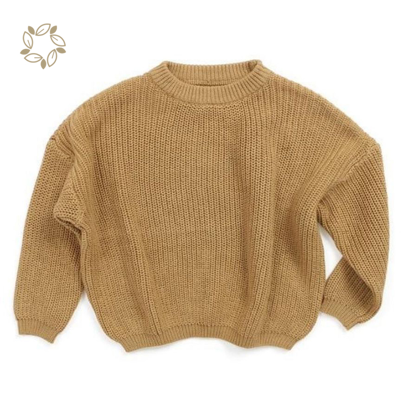 Sustainable Baby Solid Color Loose Sweater organic cotton baby rib knit jumper eco friendly chunky knits sweater