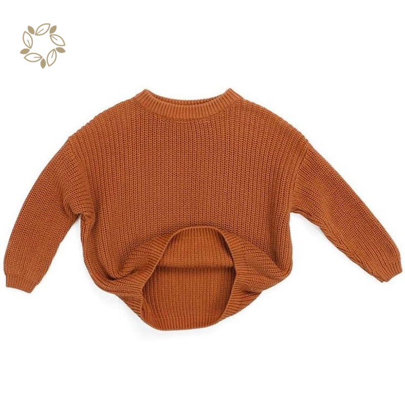 Sustainable Baby Solid Color Loose Sweater organic cotton baby rib knit jumper eco friendly chunky knits sweater