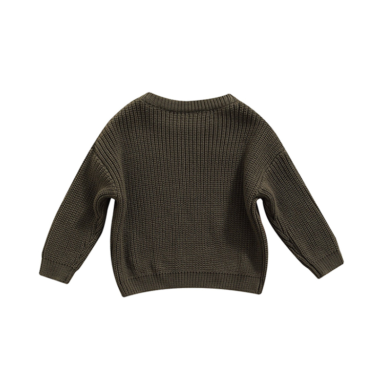 children Sweaters Long Sleeve Solid Color Chunky Knit Pullover Organic Cotton kids sweater