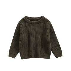 children Sweaters Long Sleeve Solid Color Chunky Knit Pullover Organic Cotton kids sweater