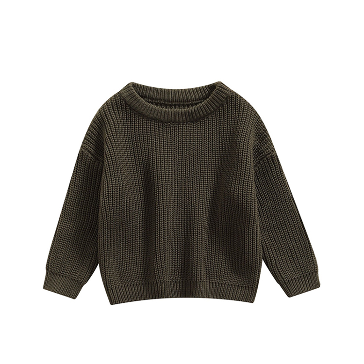 children Sweaters Long Sleeve Solid Color Chunky Knit Pullover Organic Cotton kids sweater