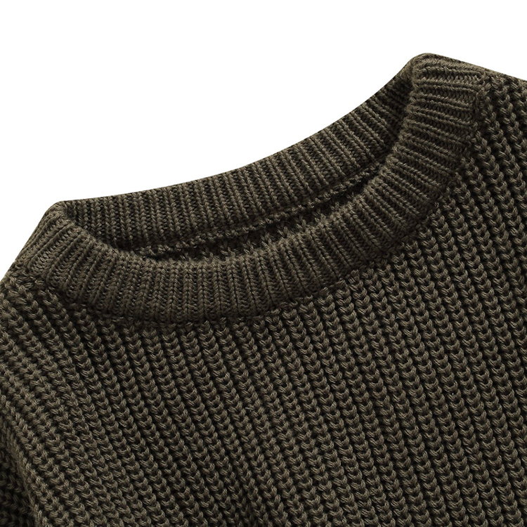 children Sweaters Long Sleeve Solid Color Chunky Knit Pullover Organic Cotton kids sweater