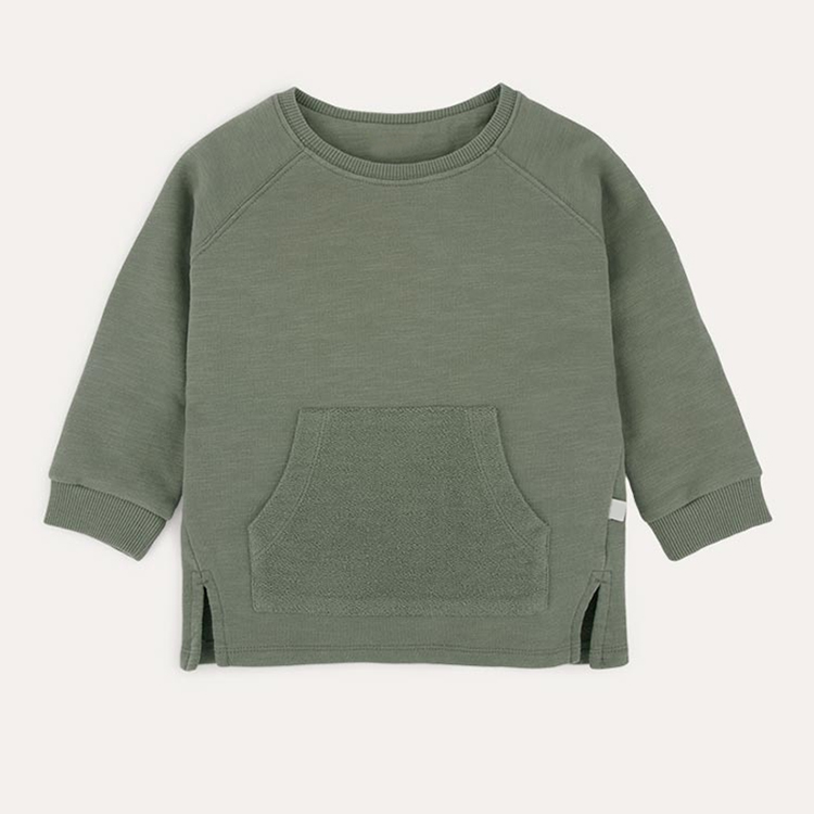 Organic kids Pullover children crewneck sweatshirts organic cotton baby sweatshirt with pocket