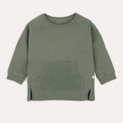 Organic kids Pullover children crewneck sweatshirts organic cotton baby sweatshirt with pocket
