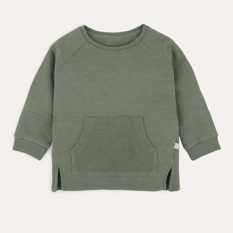 Organic kids Pullover children crewneck sweatshirts organic cotton baby sweatshirt with pocket