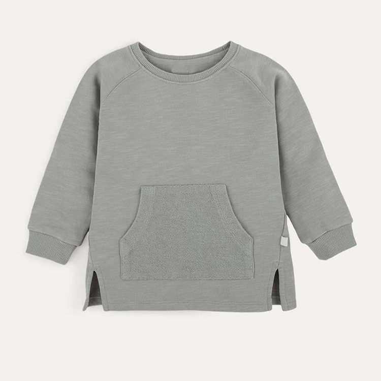 Sustainable kid top organic cotton children sweatshirt with pocket Eco friendly kids Pullover