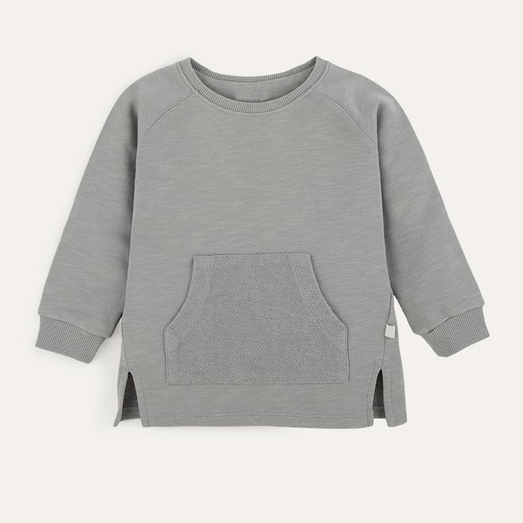 Sustainable kid top organic cotton children sweatshirt with pocket Eco friendly kids Pullover