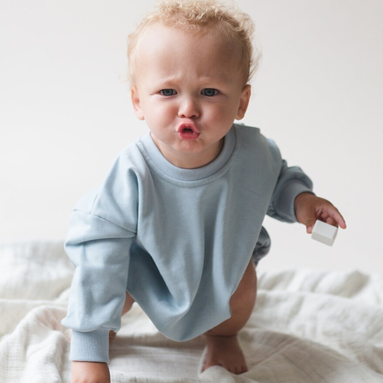 Kids Sweatshirt Bubble Romper Neutral Baby Oversized Sweatshirt Romper long sleeve newborn bodysuit
