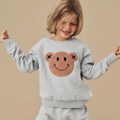 Eco friendly kids printed sweatshirt organic cotton fleece Boys Pullover Sustainable kid top children crewneck sweatshirt