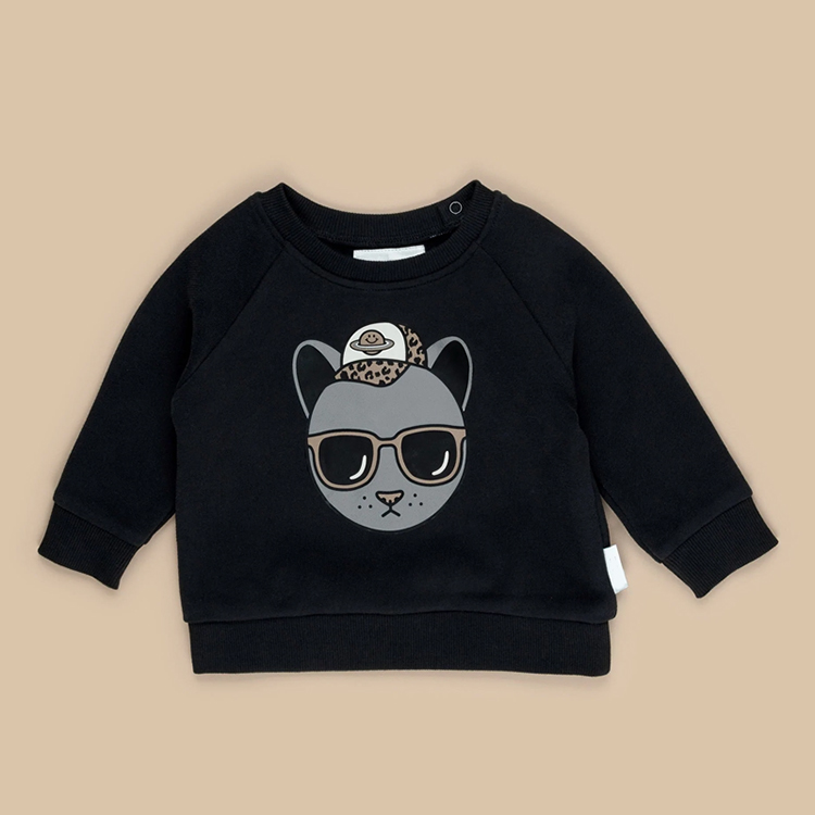 organic cotton fleece sweatshirt with print children crewneck Boys Pullover Sustainable kid top