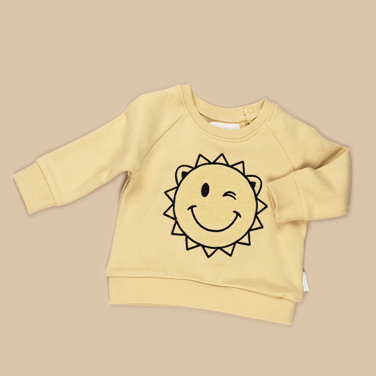 organic cotton fleece sweatshirt with print children crewneck Boys Pullover Sustainable kid top