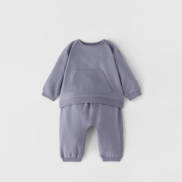 organic cotton children tracksuits Long Sleeve girls tracksuit Eco-friendly kids sportswear Natural sweatshirt and joggers set