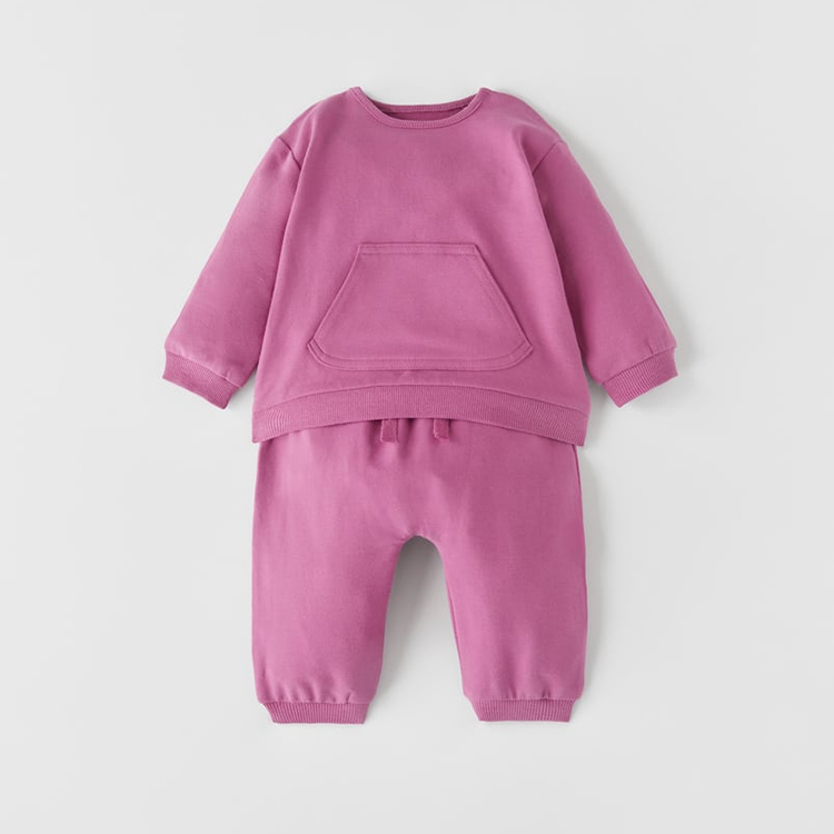 organic cotton children tracksuits Long Sleeve girls tracksuit Eco-friendly kids sportswear Natural sweatshirt and joggers set