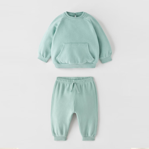 Sustainable children Two-piece set organic cotton kids tracksuits custom eco friendly kids tracksuit sweatsuit sets