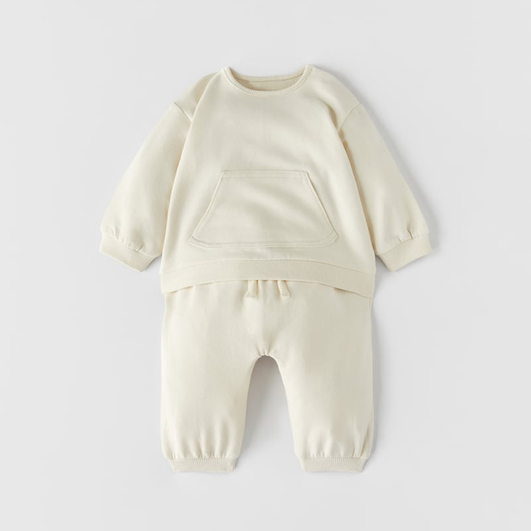 Sustainable children Two-piece set organic cotton kids tracksuits custom eco friendly kids tracksuit sweatsuit sets